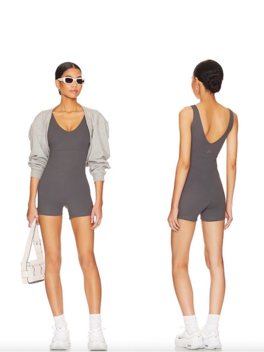 Varley Let’s Go Juni All in 1 Active Jumpsuit Size Medium in Blackened Pearl - Picture 2 of 7